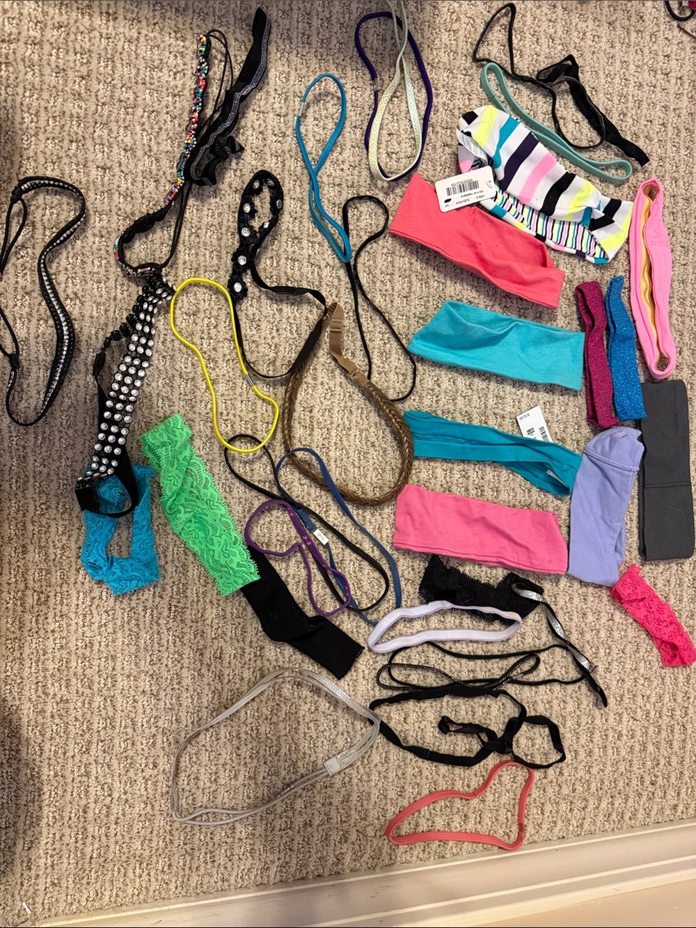 Huge Lot 40 kids hair bands headbands some NWT great lot all colors